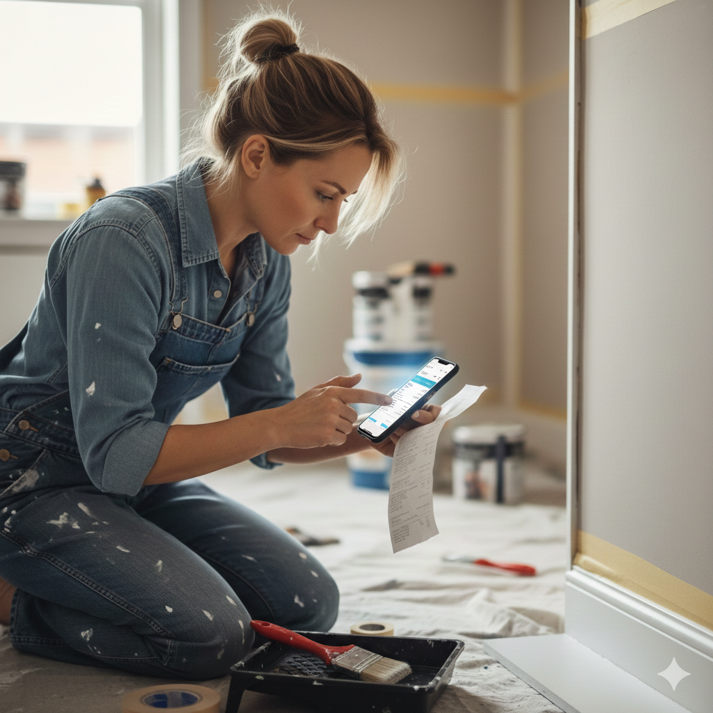 Contractor scanning a receipt with InvoiceTicket